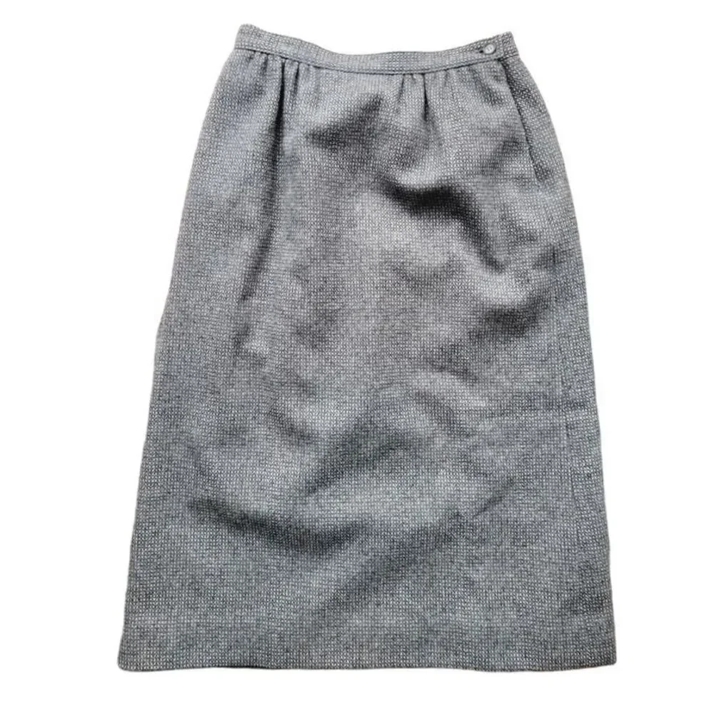 Pendleton‎ Vintage Grey Tweed Wool Skirt 8 USA Midi Pencil Vintage Office Career